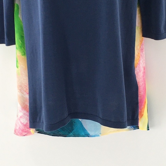 COS Womens Knit Tunic Top Blue Crewneck Mulberry Silk Back Art to Wear Sz S - Picture 5 of 11